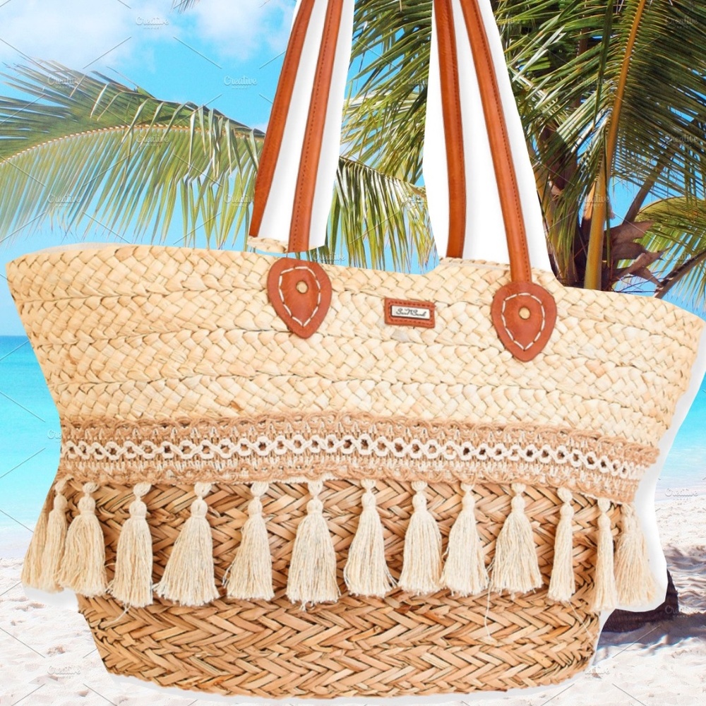 Stylish Tan and White Tote Bag